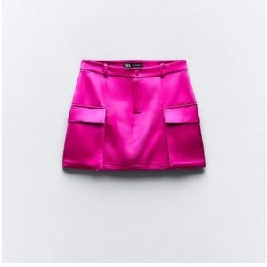 Saltin Effect Cargo Mini Skirt Magenta